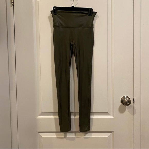 Spanx Faux Leather Leggings in Color Olive - Picture 5 of 6